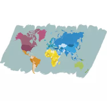 Weltkarte Aufkleber Weltkarte bunt - TenStickers