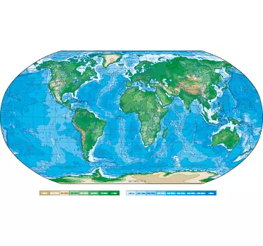 Wandtattoo geographische Weltkarte - TenStickers