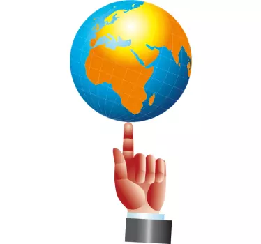 Wandtattoo Globus auf Finger - TenStickers
