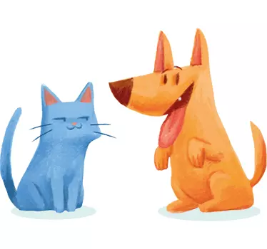 Wandtattoo Hund und Katze - TenStickers