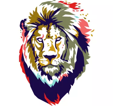 Wandtattoo Wohnzimmer Löwe Grafik Farben - TenStickers