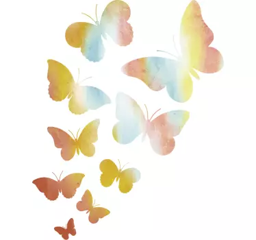Aufkleber Schmetterlinge Regenbogenfarben - TenStickers