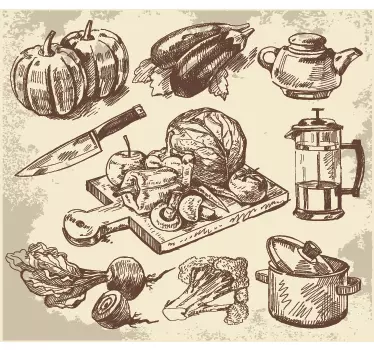 Wandtattoo Küchenutensilien Schatzkarte - TenStickers
