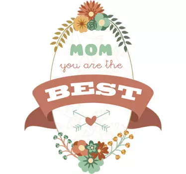 Wandtattoo Oval Floral Mom Best - TenStickers