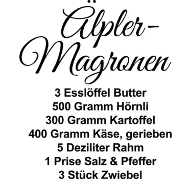 Wandtattoo Rezept Älpler-Magronen - TenStickers