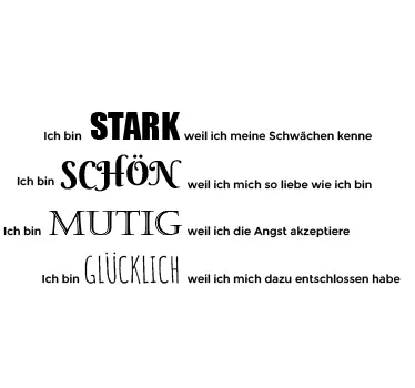 Wandtattoo Stark Schön Mutig Glücklich - TenStickers