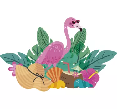 Wandtattoo Ranke Pflanze Sonnenbrillen Flamingo - TenStickers