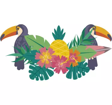 Wandtattoo Ranke Pflanze Tukan - TenStickers