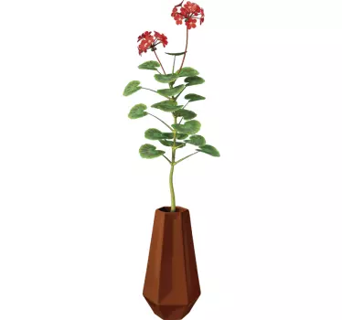 Wandtattoo Ranke Pflanze Vase mit Geranie - TenStickers