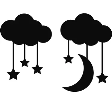 Wandtattoo Wolken Sterne Mond - TenStickers