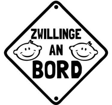 Zwillinge an Bord Baby on Board Aufkleber - TenStickers