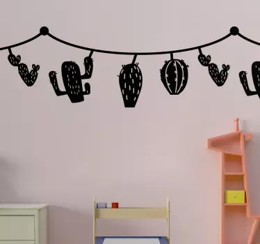 Wandtattoo Blumen Kaktus Girlande - TenStickers