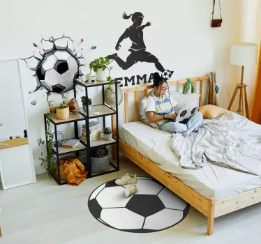 Fußballspielerin mit Namen Wandtattoo Kinderzimmer - TenStickers