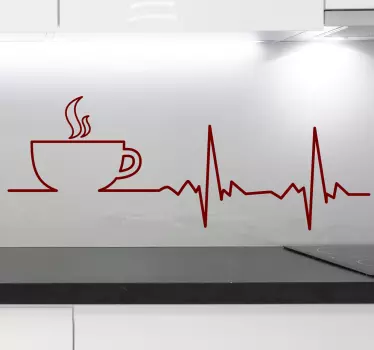 Wandtattoo Kaffee Herzschlag - TenStickers