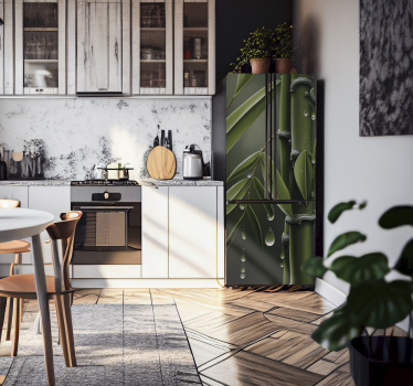 Kühlschrank Folie vinyl Bambus mit Tropfen - TenStickers