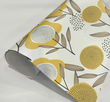 Wandtattoo floral gelbes abstraktes Blumenmuster - TenStickers