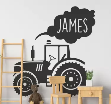 Spielzeug Aufkleber Silhouette traktor mit eigenem Namen - TenStickers