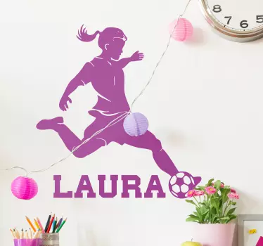 Fußballspielerin mit Namen Wandtattoo Kinderzimmer - TenStickers