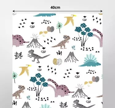 Dinosaurier Landschaft Muster Möbelaufkleber - TenStickers