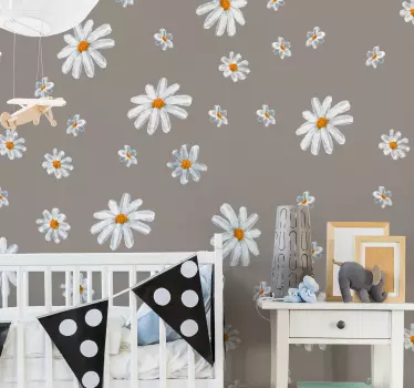 70er jahre Gänseblümchen Muster Wandtattoo - TenStickers