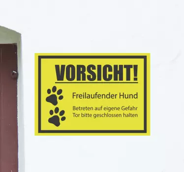Warnschild freilaufender Hund Aufkleber - TenStickers