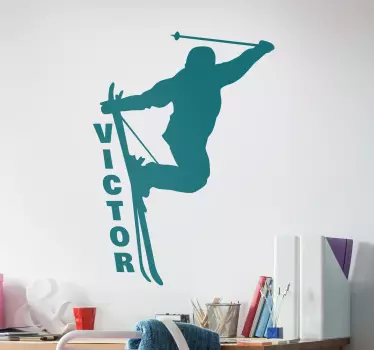 Anpassbarer Skifahrer Silhouette Wandtattoo - TenStickers
