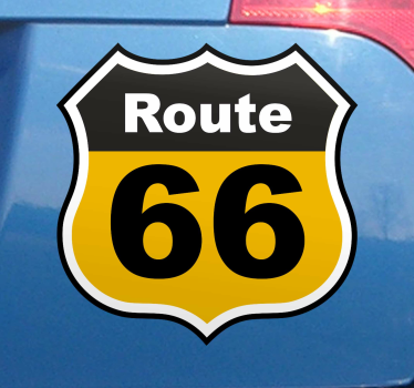 Aufkleber Auto 66 route mit symbol - TenStickers