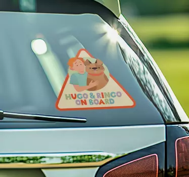 Aufkleber Auto Kind und Hund an Bord - TenStickers