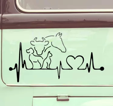 Aufkleber Auto Tier Herzschlag Zeichnung - TenStickers