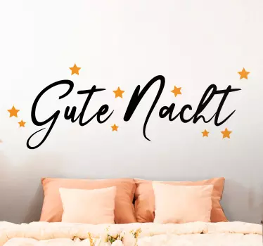 Aufkleber Bett Gute-nacht-text mit gelben sternen - TenStickers