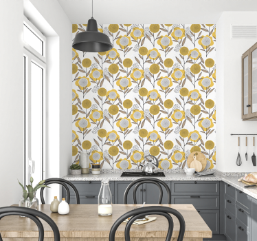 Wandtattoo floral gelbes abstraktes Blumenmuster - TenStickers