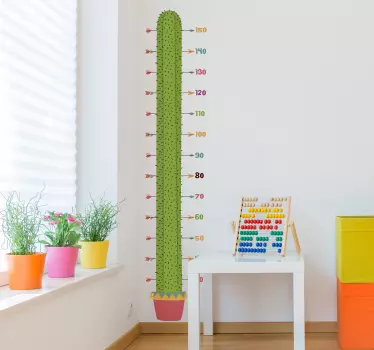 Wandtattoo für Zuhause Kaktus Messlatte - TenStickers