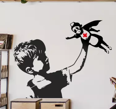 Aufkleber Kunst Superheld Banksy Krankenschwester - TenStickers