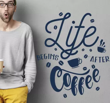 Aufkleber Text Kaffeetasse silhouette mit schriftzug - TenStickers
