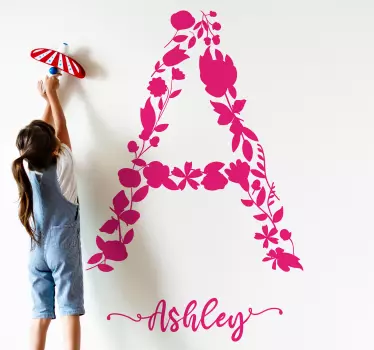 Aufkleber Text Rosa blumeninitiale - TenStickers