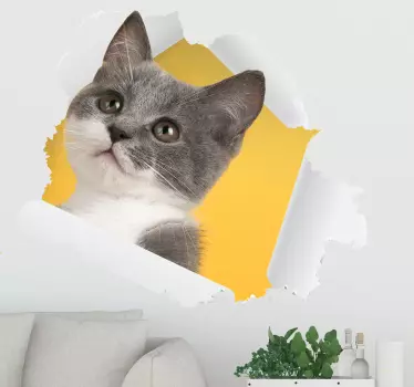 Aufkleber-wanddekor der katze 3d - TenStickers