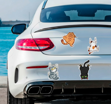 Autoaufkleber 3d look haftende katze - TenStickers