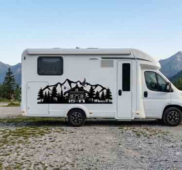 Autoaufkleber berg-hütten-silhouette - TenStickers