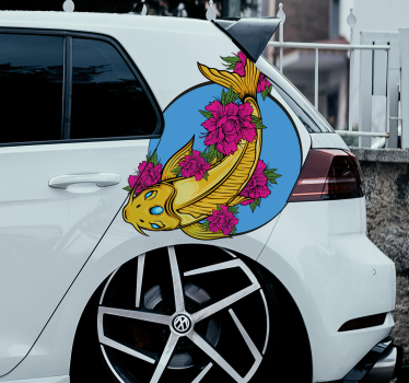 Autoaufkleber koi mit blumen - TenStickers