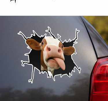 Autoaufkleber lustige kuh durchbruch - TenStickers