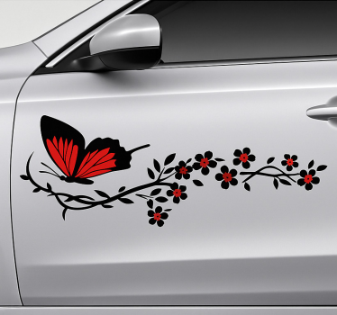 Autoaufkleber schwarz roter schmetterlingseffekt - TenStickers