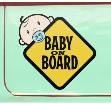 Baby Autoaufkleber Gelbes schild mit süßem Kind - TenStickers