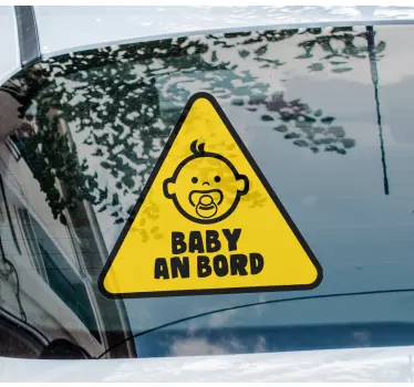 Baby Autoaufkleber Gelbes warnschild mit süßem gesicht - TenStickers