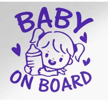 Baby Autoaufkleber Kleines mädchen mit flasche - TenStickers