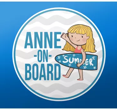 Baby on board aufkleber personalisiertes surf-abenteuer - TenStickers