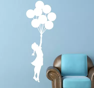 Banksy Mädchen mit Luftballons Wandtattoo Wohnzimmer - TenStickers