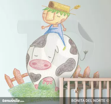 Bauer mit Kuh Aufkleber - TenStickers
