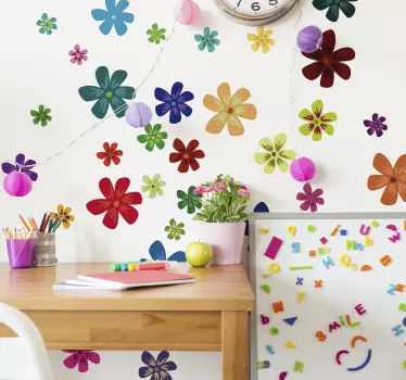 Blume Aufkleber Farbige Blumen Set - TenStickers