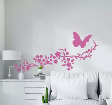 Blume Aufkleber Schmetterling und Blume - TenStickers