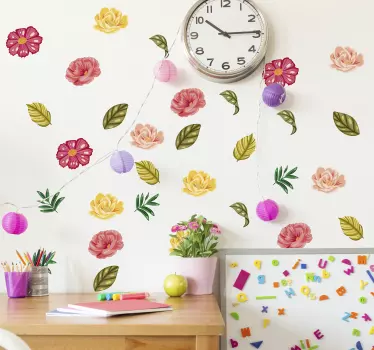 Blumen set wandtattoo - TenStickers